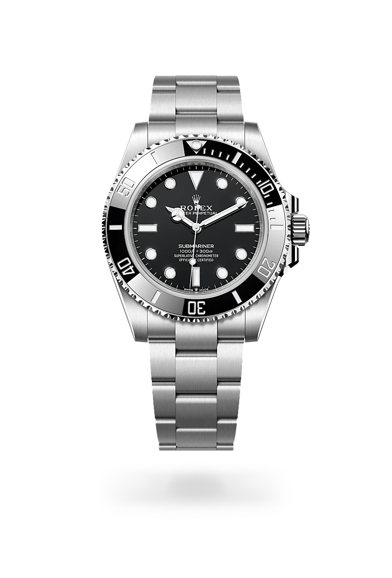 Rolex Submariner in Oystersteel with Black dial, Unidirectional rotatable 60-minute graduated, scratch-resistant Cerachrom insert in black ceramic, numerals and graduations coated in platinum bezel, and Oyster, three-piece solid links bracelet