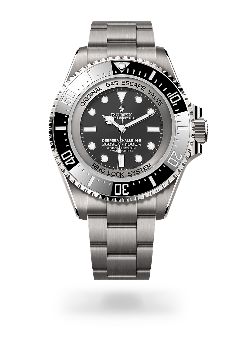 Rolex Deepsea Challenge in RLX鈦金屬 with 醇黑色 dial, 單向旋轉60分鐘刻度外圈，配防刮損Cerachrom陶質字圈，鍍鉑金數字及刻度 bezel, and 蠔式（Oyster），三格實心鏈節 bracelet
